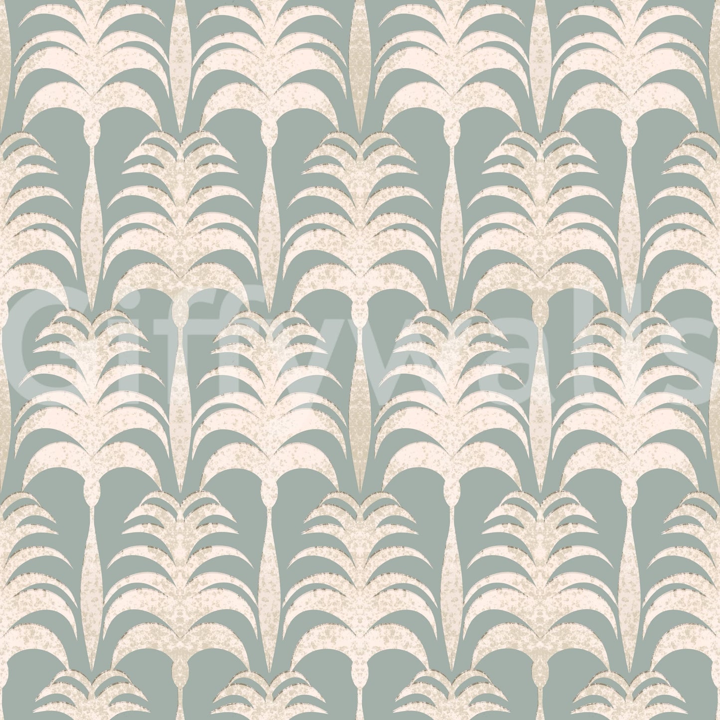 A calming tropical design wallpaper mural that defines a space.