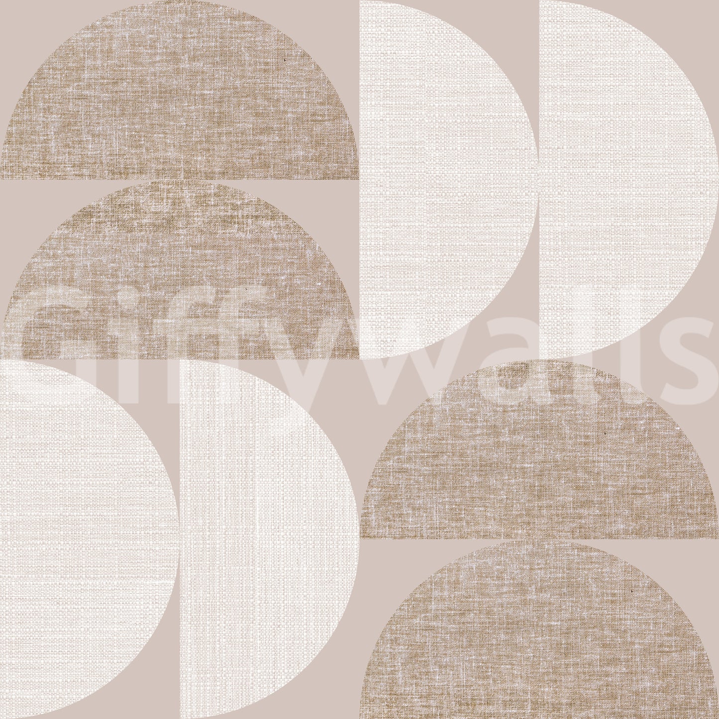 Textured Hues wallpaper close-up showing the pattern detail of beige and cream half-circle shapes with a woven linen texture