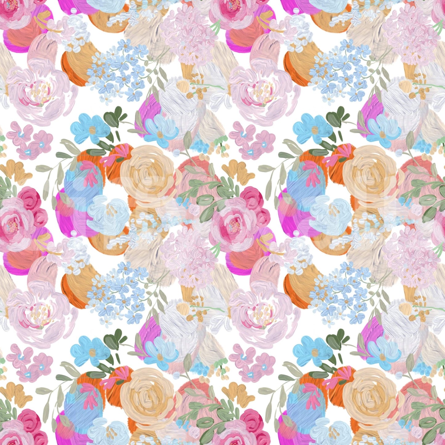 Thick oil painted spring vibe magenta floral dream pattern Wallpaper