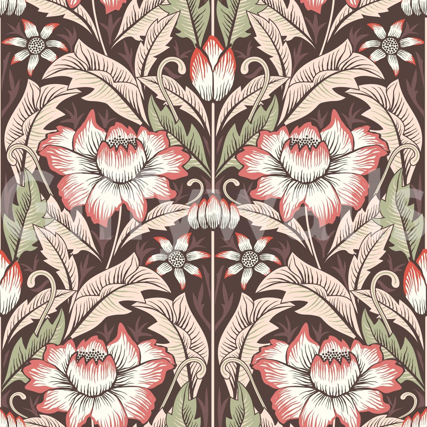 Timeless Garden – Rustic Red Wallpaper