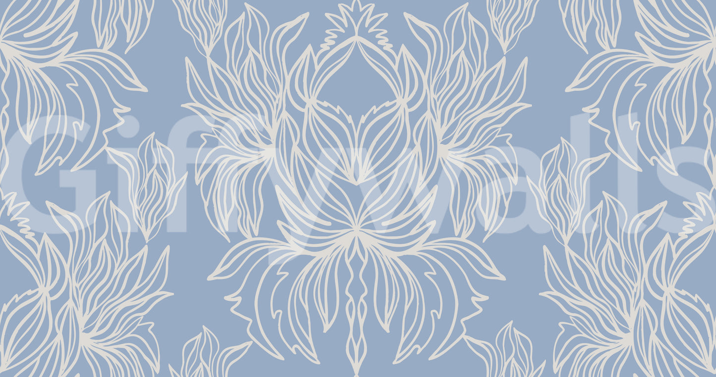 Petal-filled wall mural in muted colors