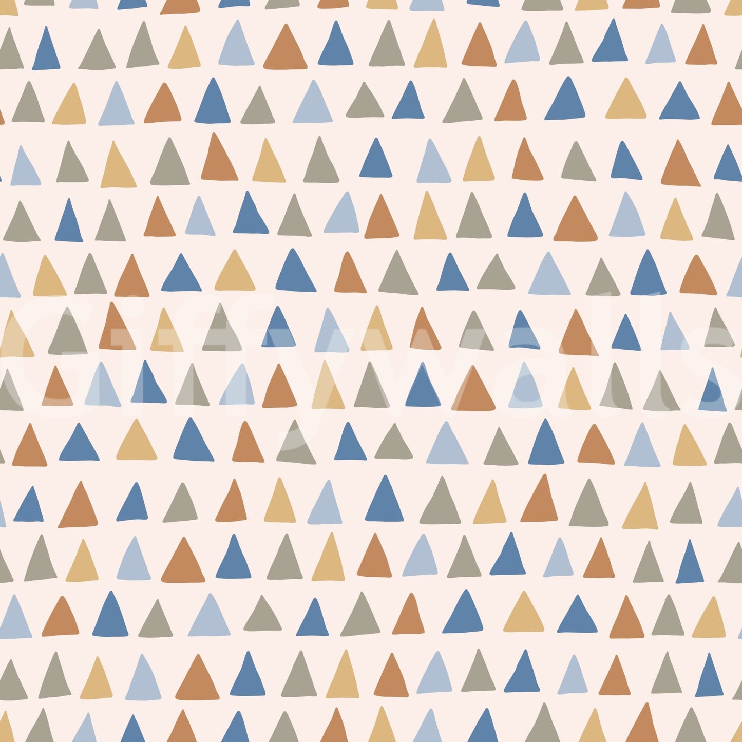 Whimsical geometric wallpaper design with a relaxed, handmade feel.