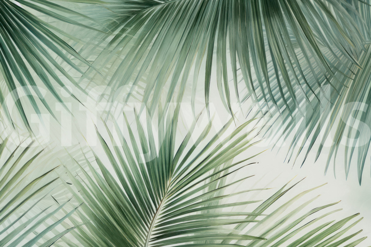 Calming tropical leaf mural