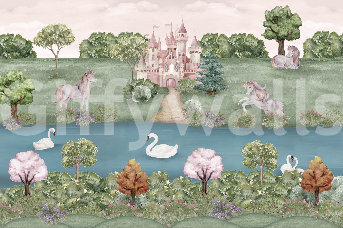 The style is a soft-focus illustration or a painterly design.