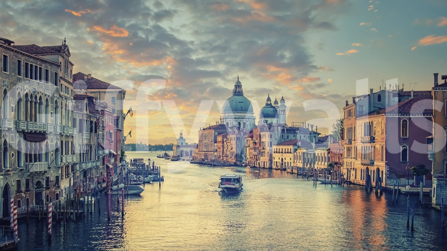 Beautiful cityscape wall mural Venetian Dawn Italian travel image.