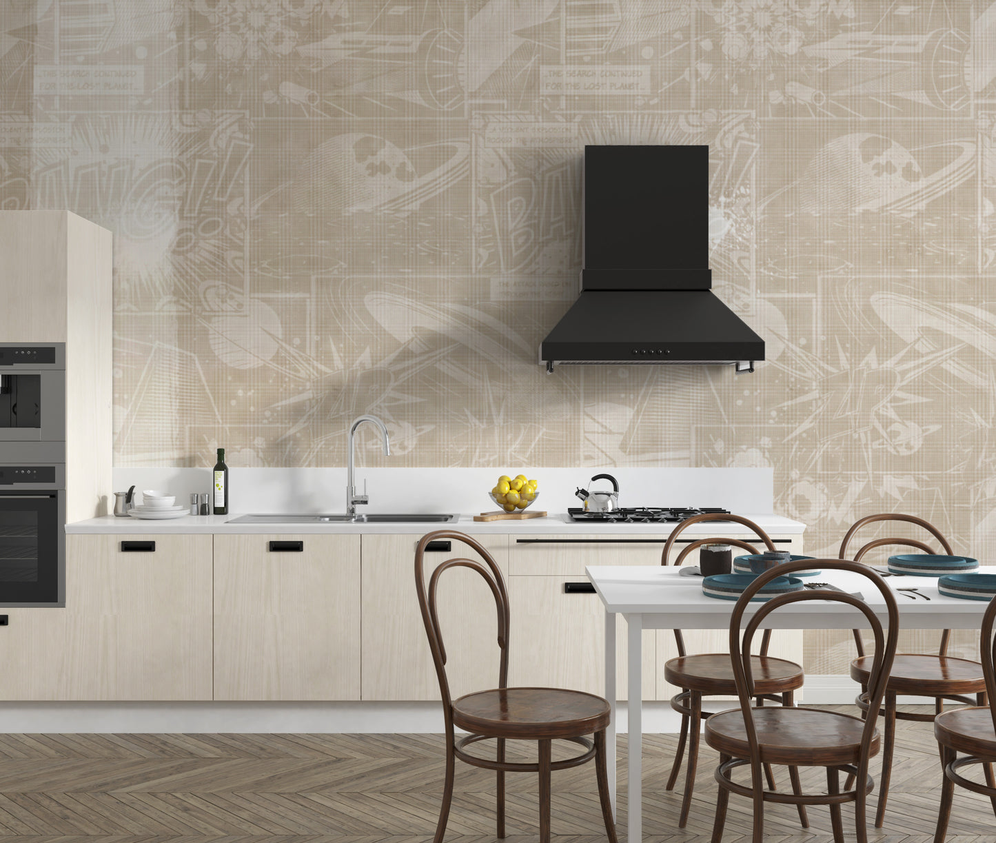 Space explosion vintage wallpaper design