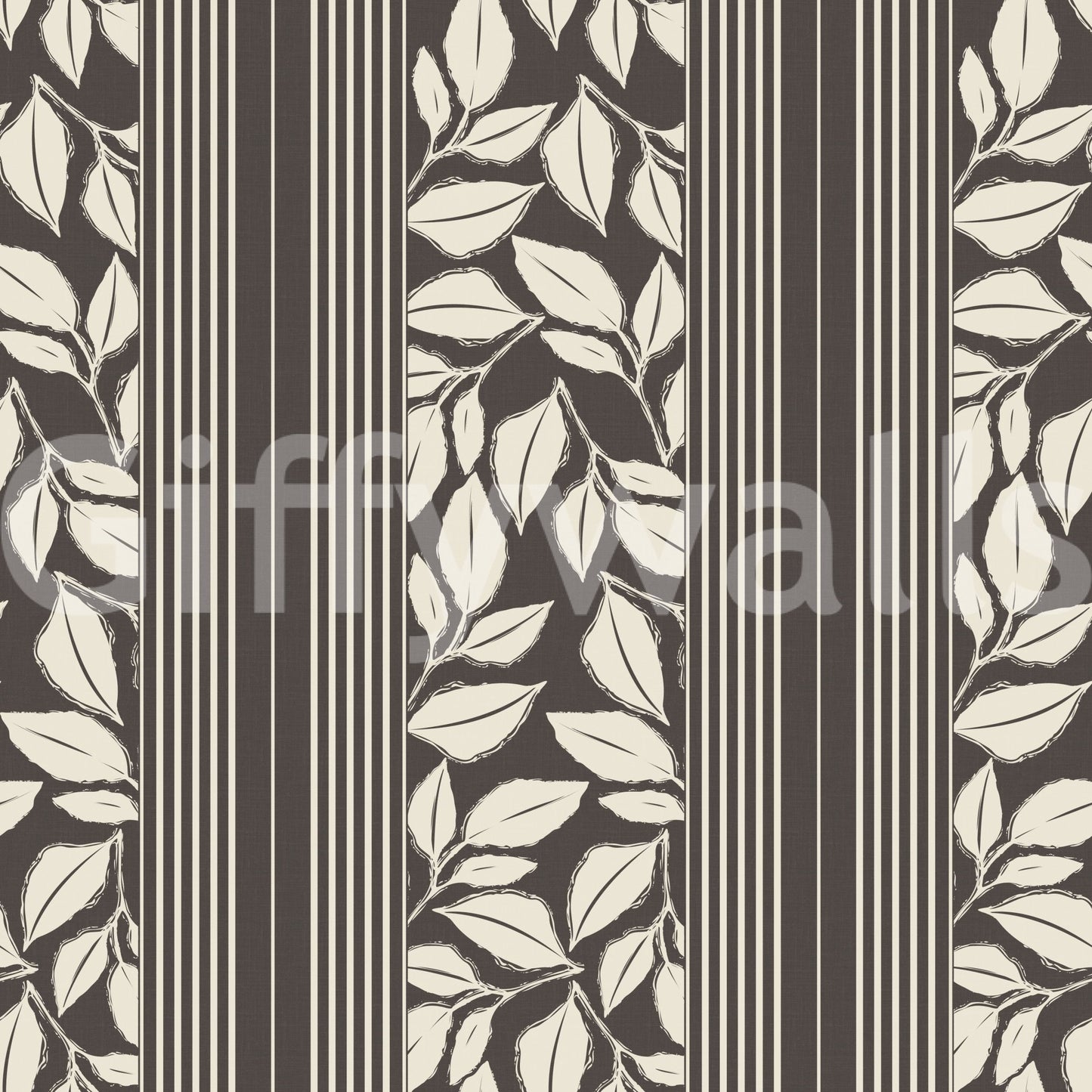 Vintage Trailing Foliage Brown Wallpaper