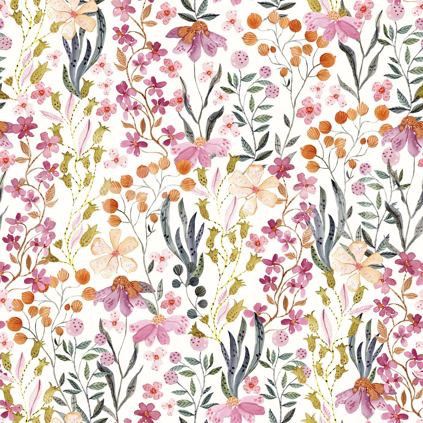 Hand-painted floral wallpaper for home decor