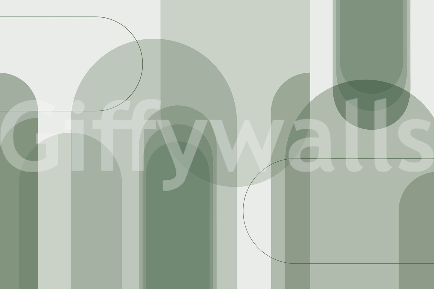 Green geometry wall mural for home