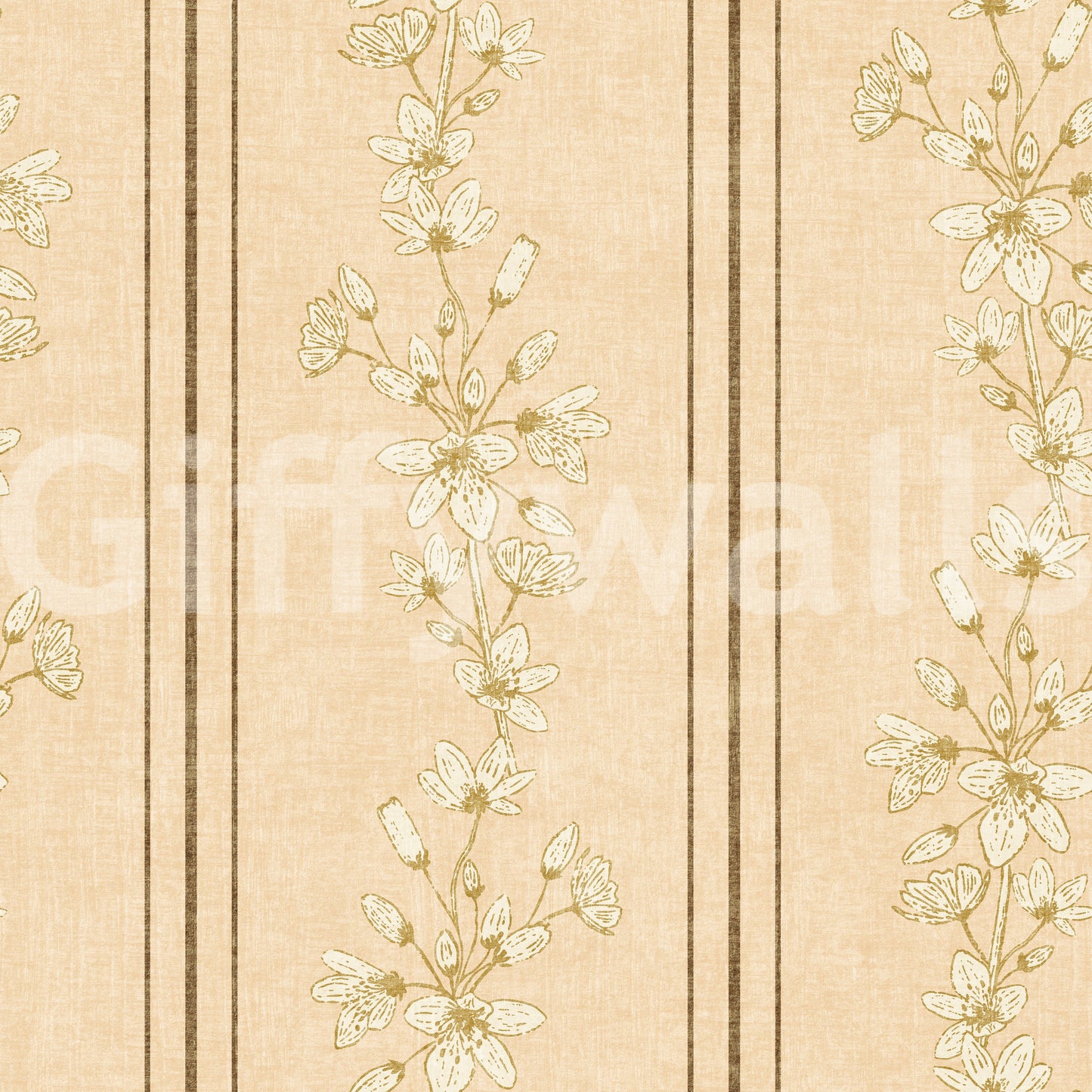 Traditional bloom and stripe design wallpaper