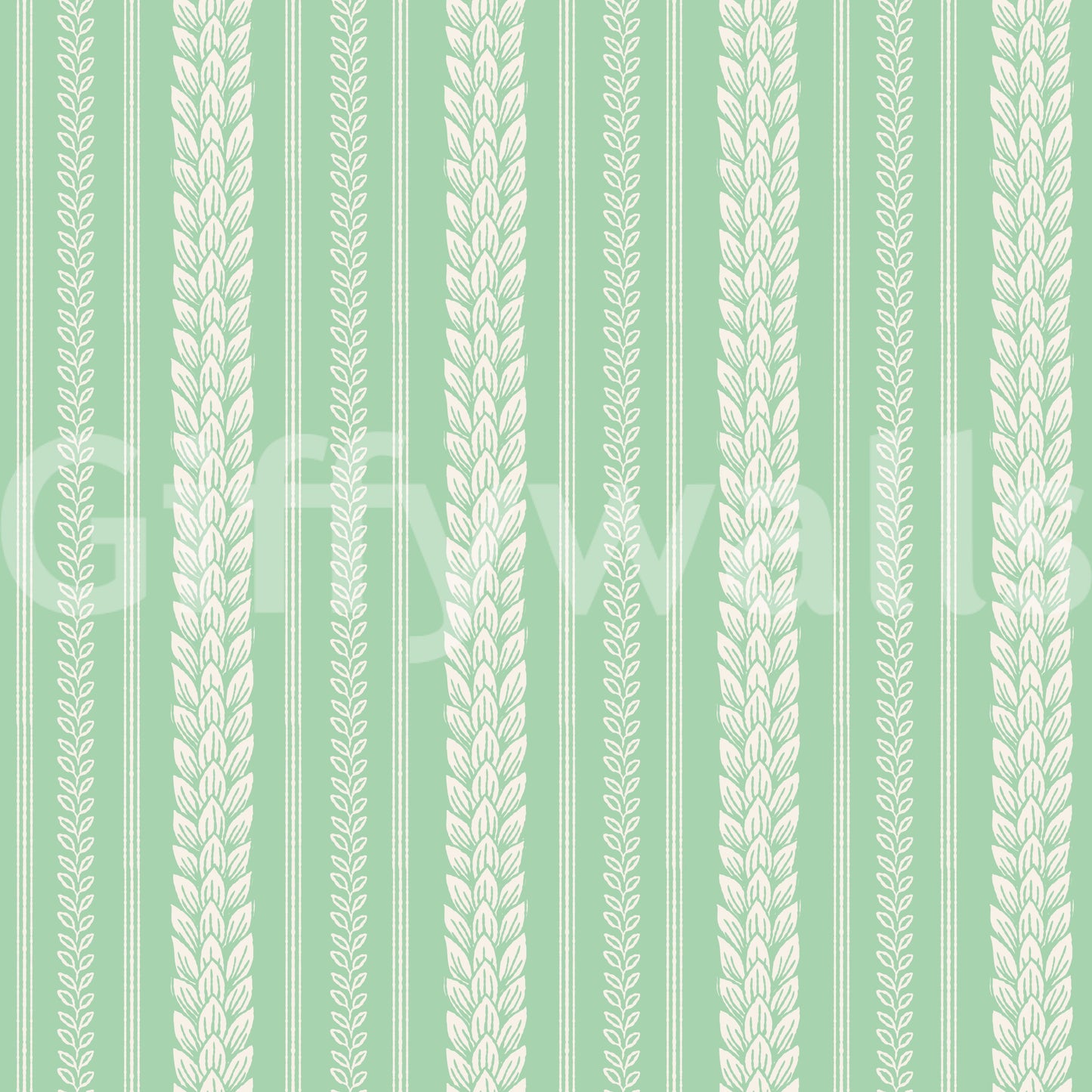 Merry Cherry Green Stripe Wallpaper