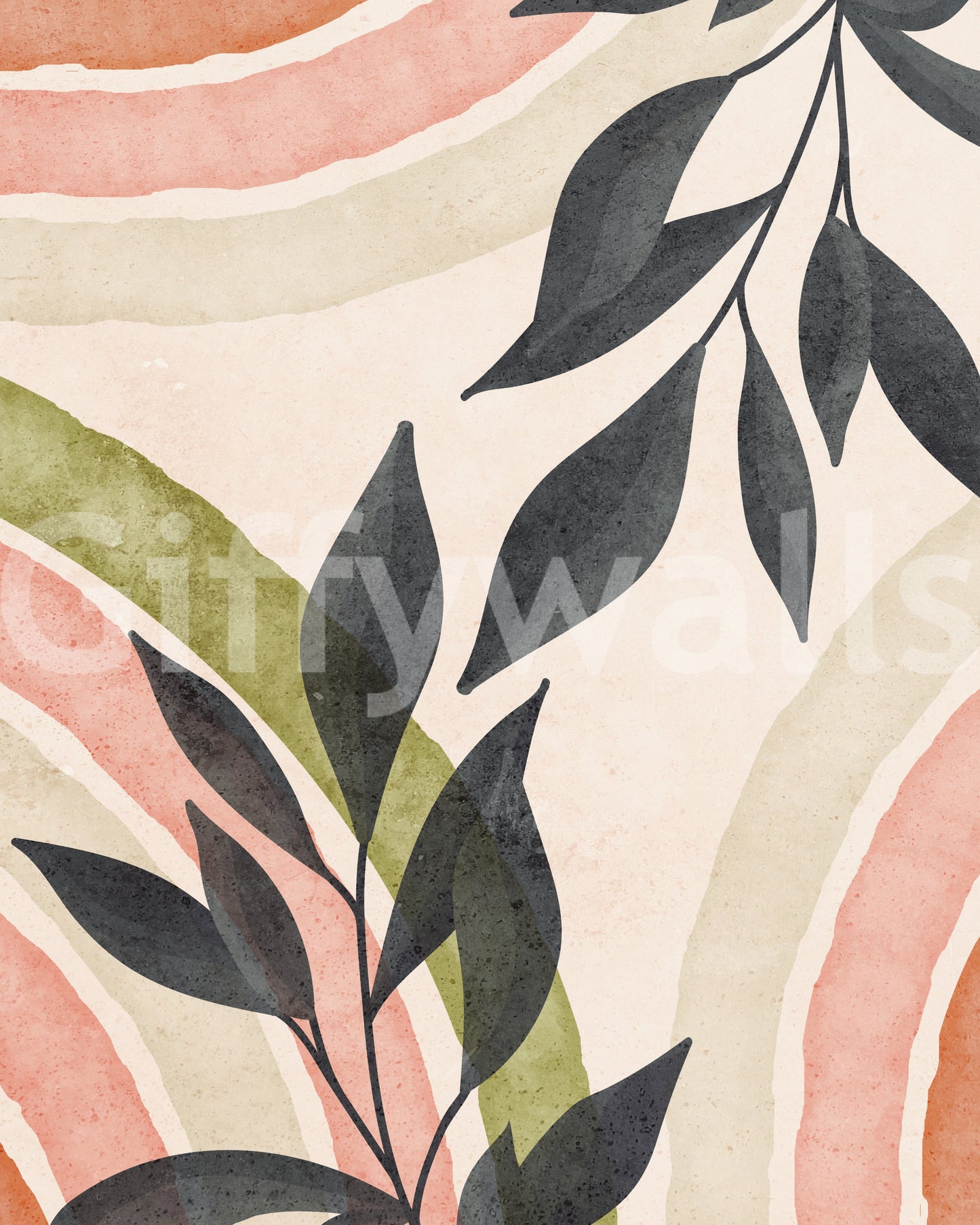 Abstract Botanical Watercolor Wall Mural