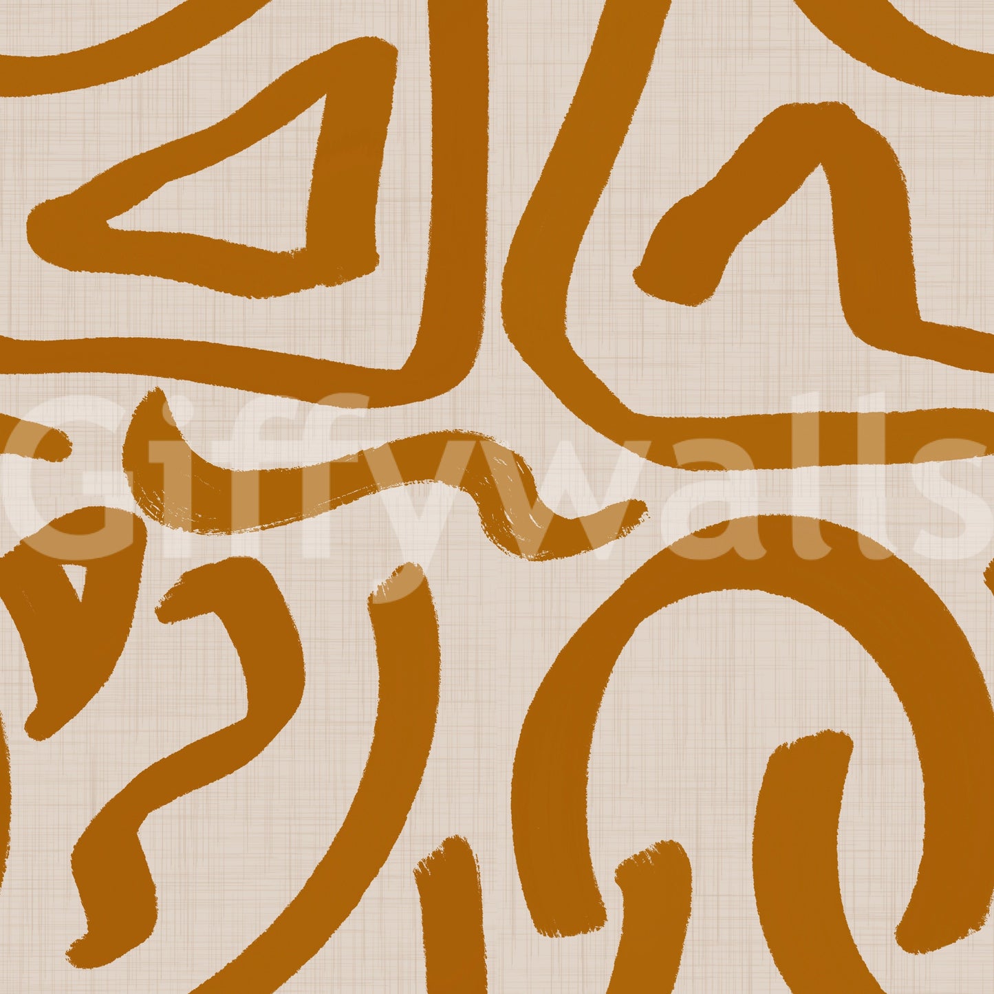 Retro Terra Scribbles - Abstract Mid Century Brush Wallpaper