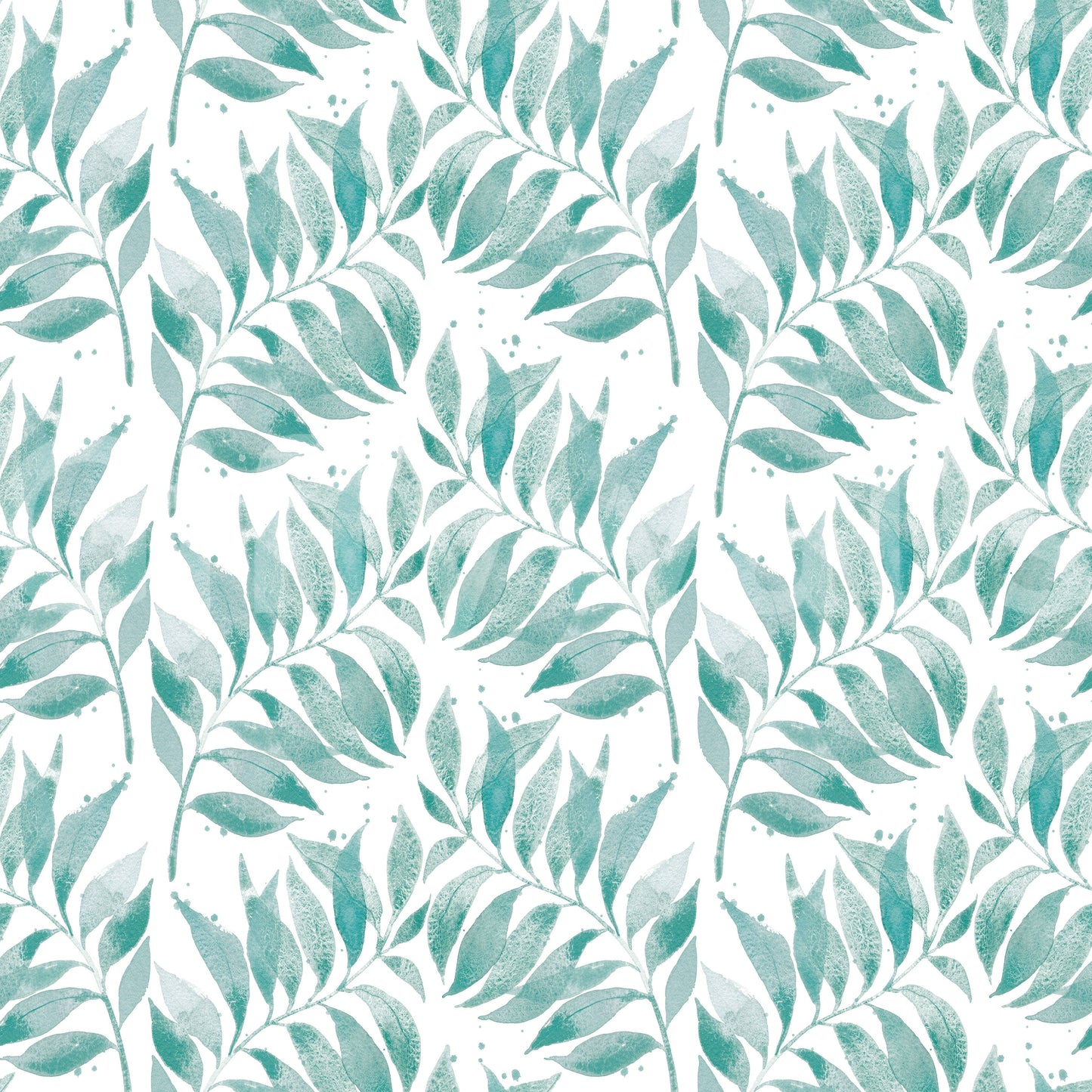 Textured Watercolor Palm Leaf Aqua Wallpaper