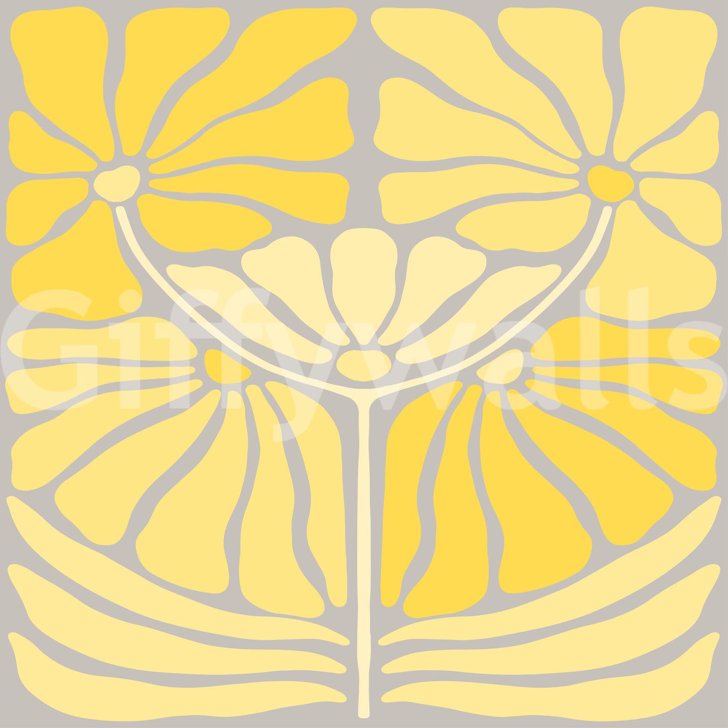 Art Deco Modern Floral Wallpaper