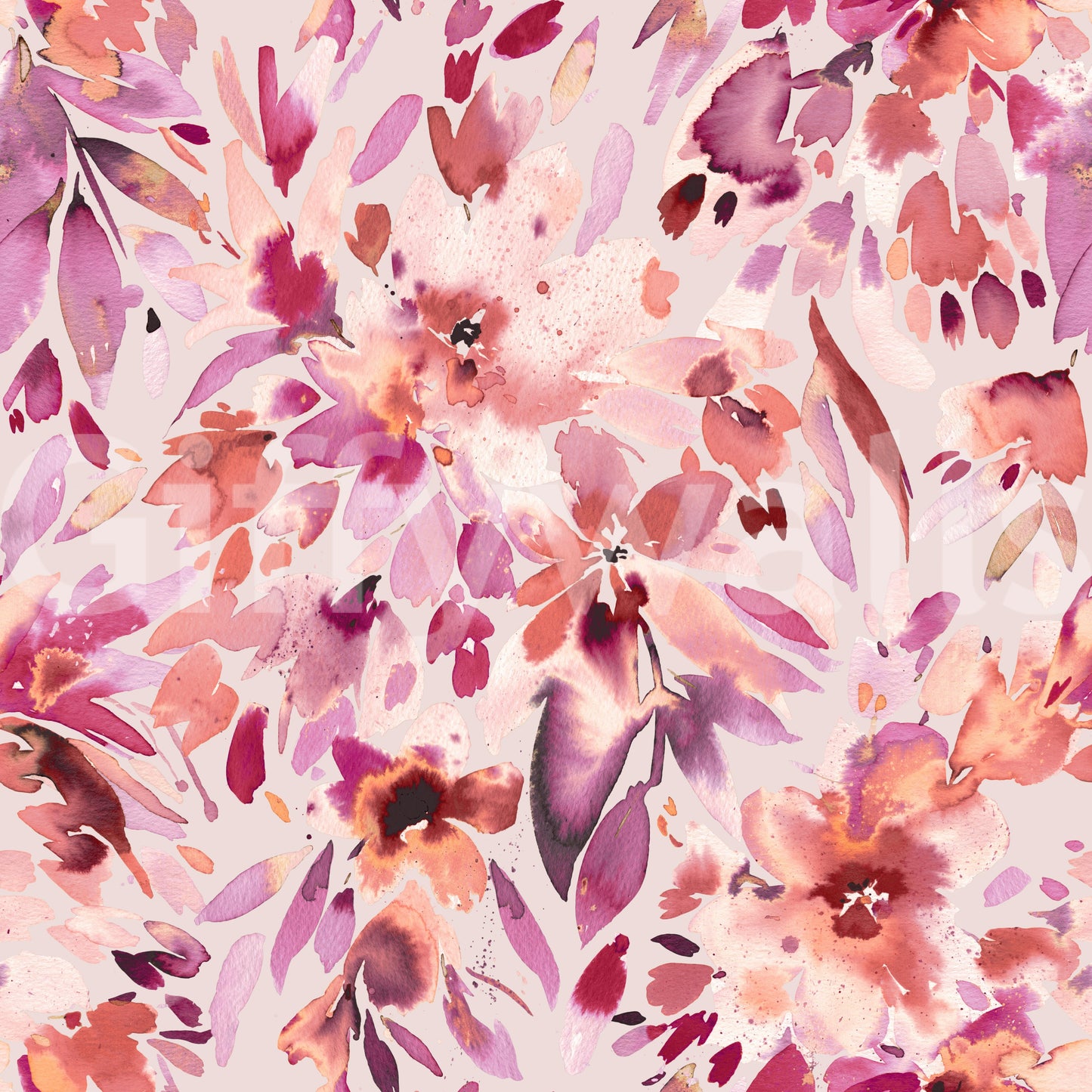 Blush Artistic Coral Floral Tropical Wallpaper