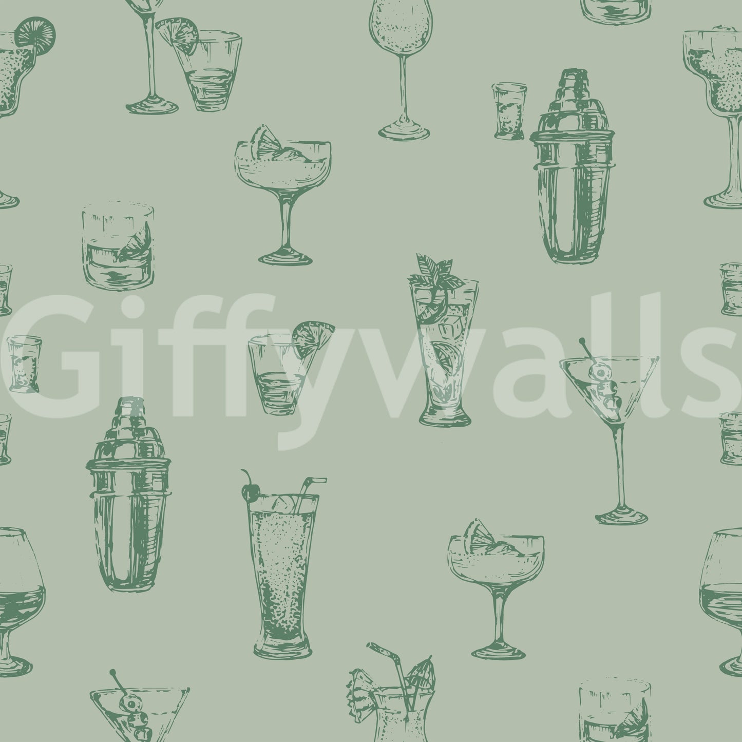 Vintage Bar Sketch Wallpaper