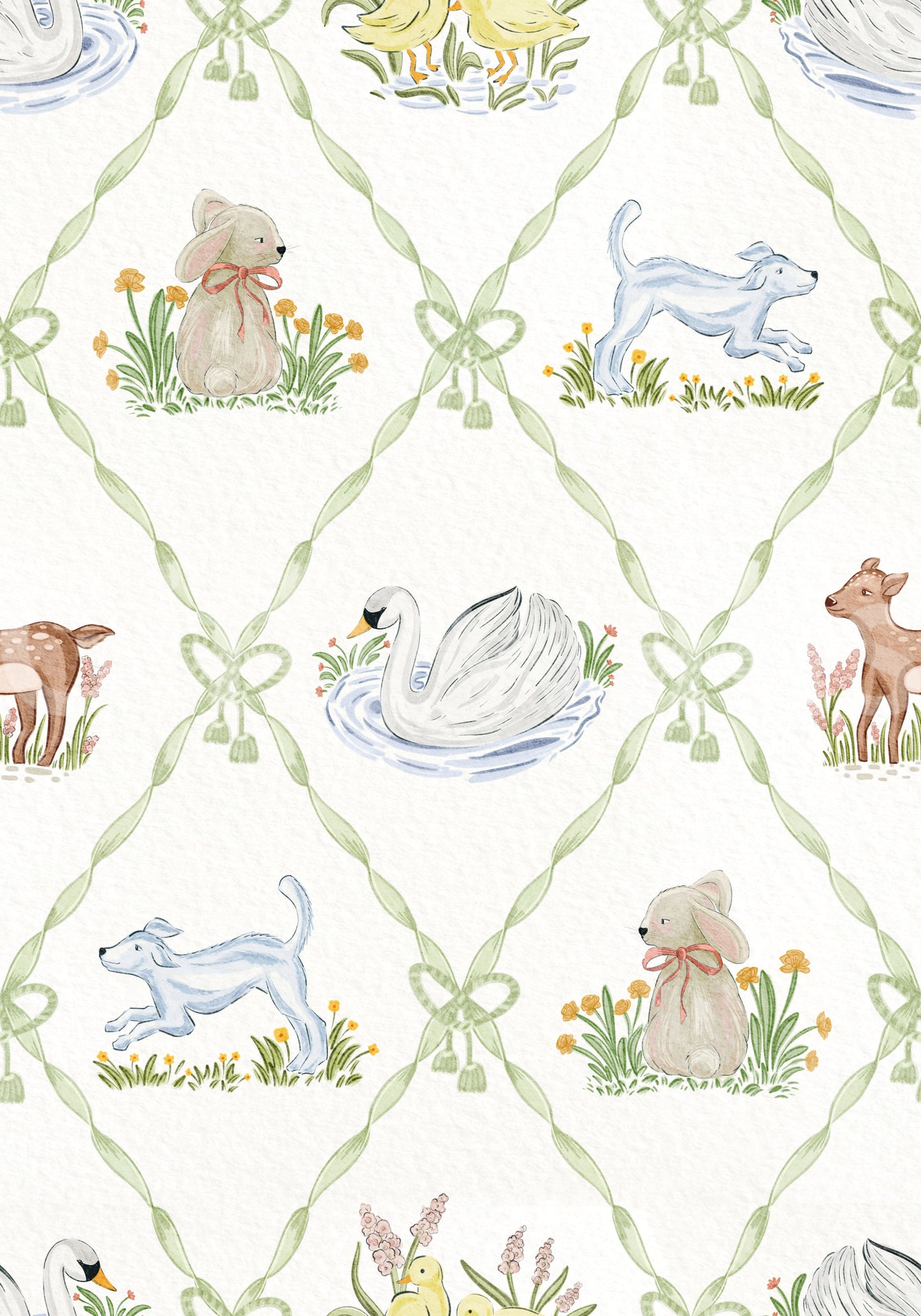 Ribbon & Bow Animal Paradise Wallpaper