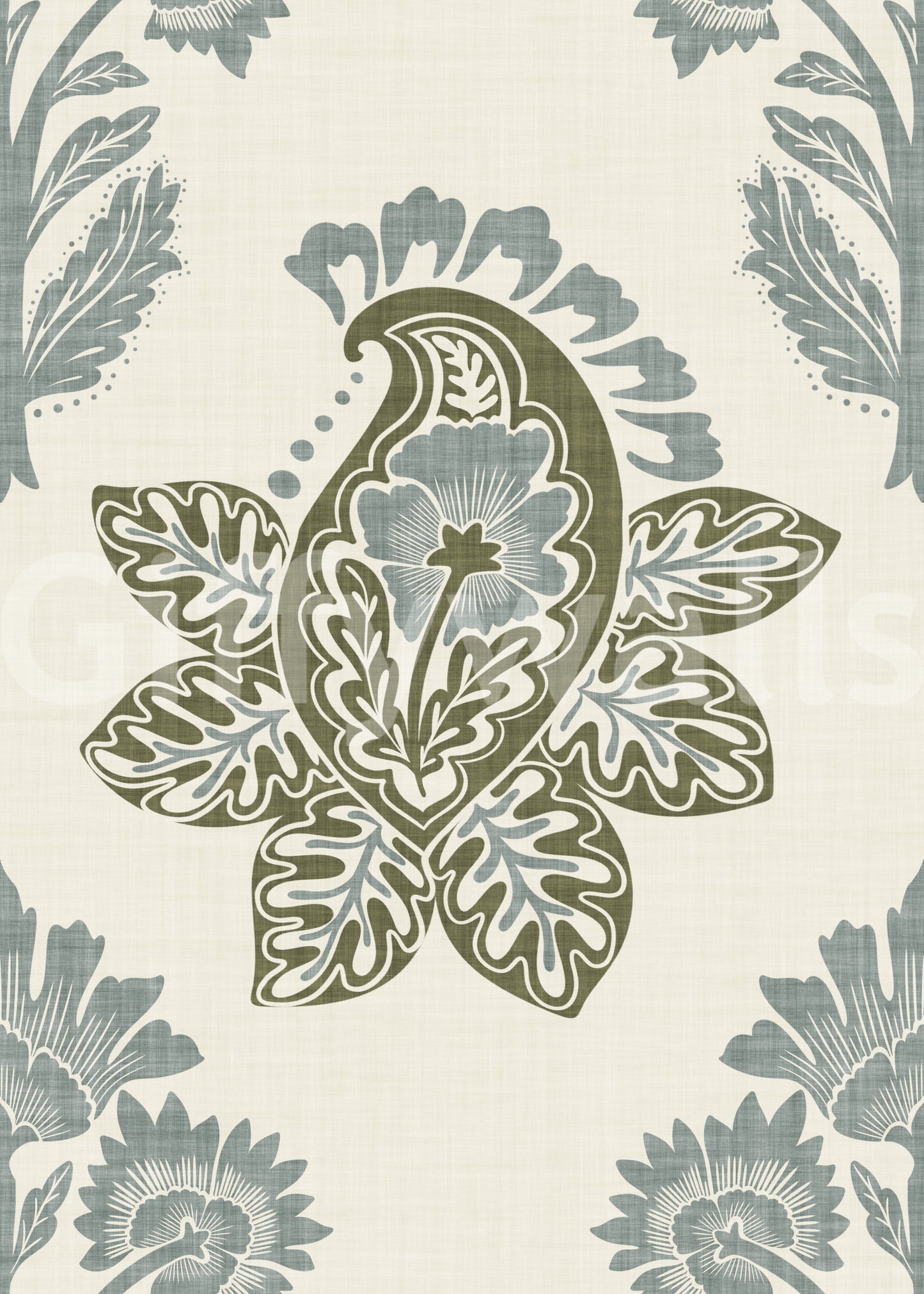 Calm wallpaper featuring leafy paisley style
