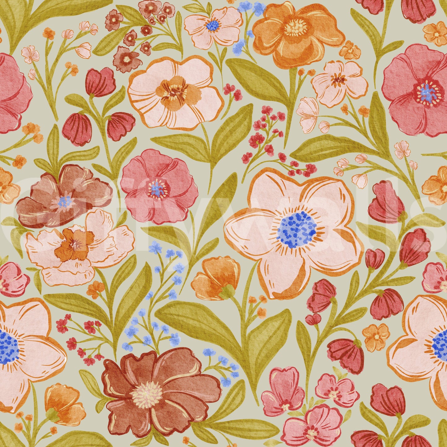 Watercolor Wildflower Meadow Wallpaper