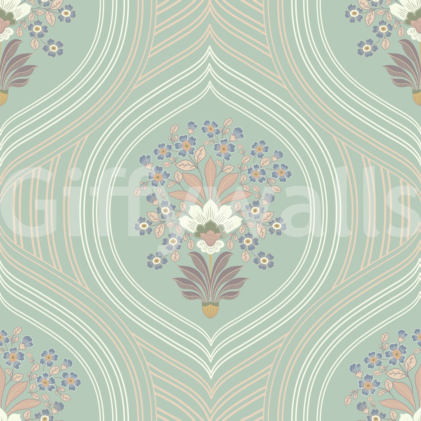 Curved Floral Lines Wallpaper