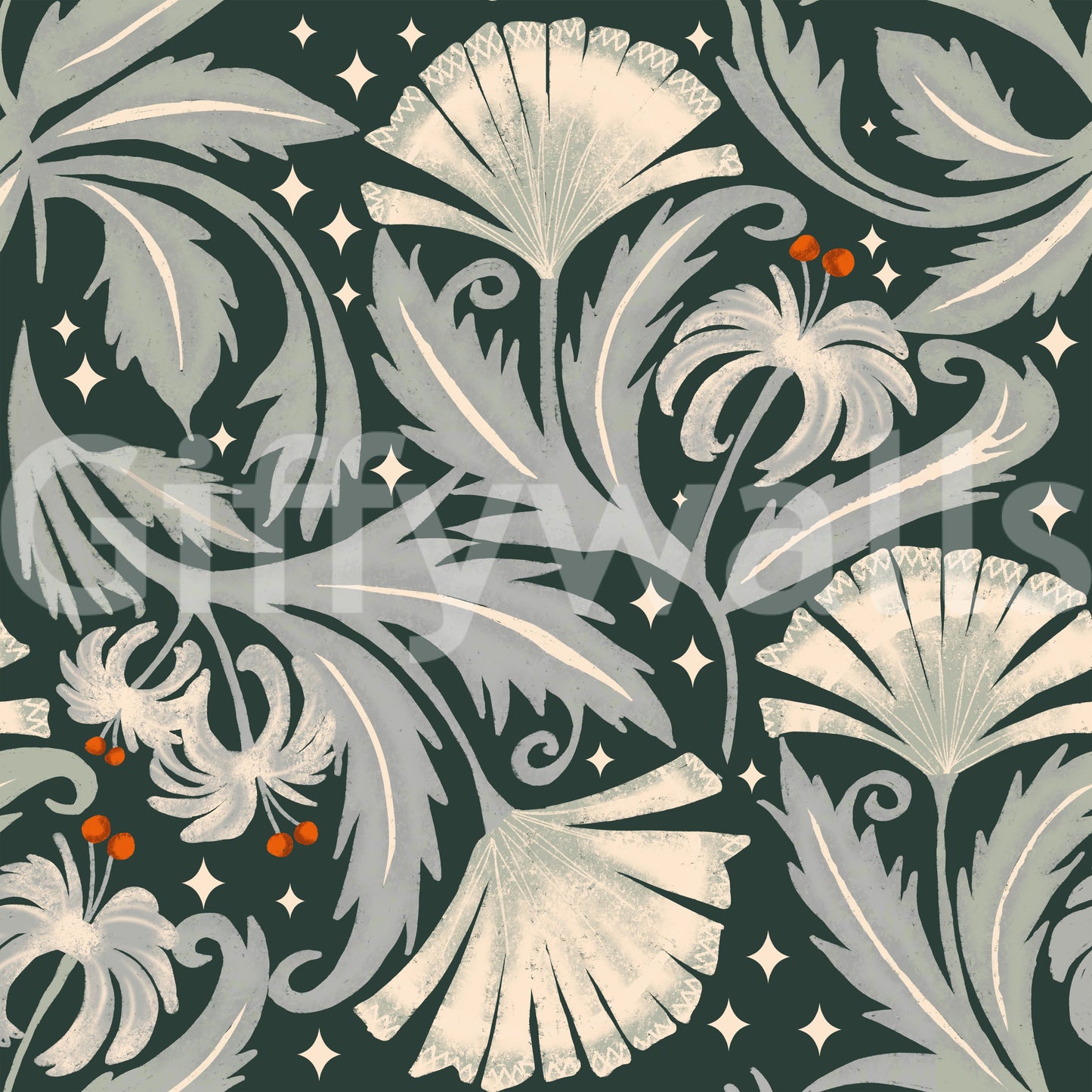 Vintage Botanica Forest Noir - Heritage Revival Floral Wallpaper