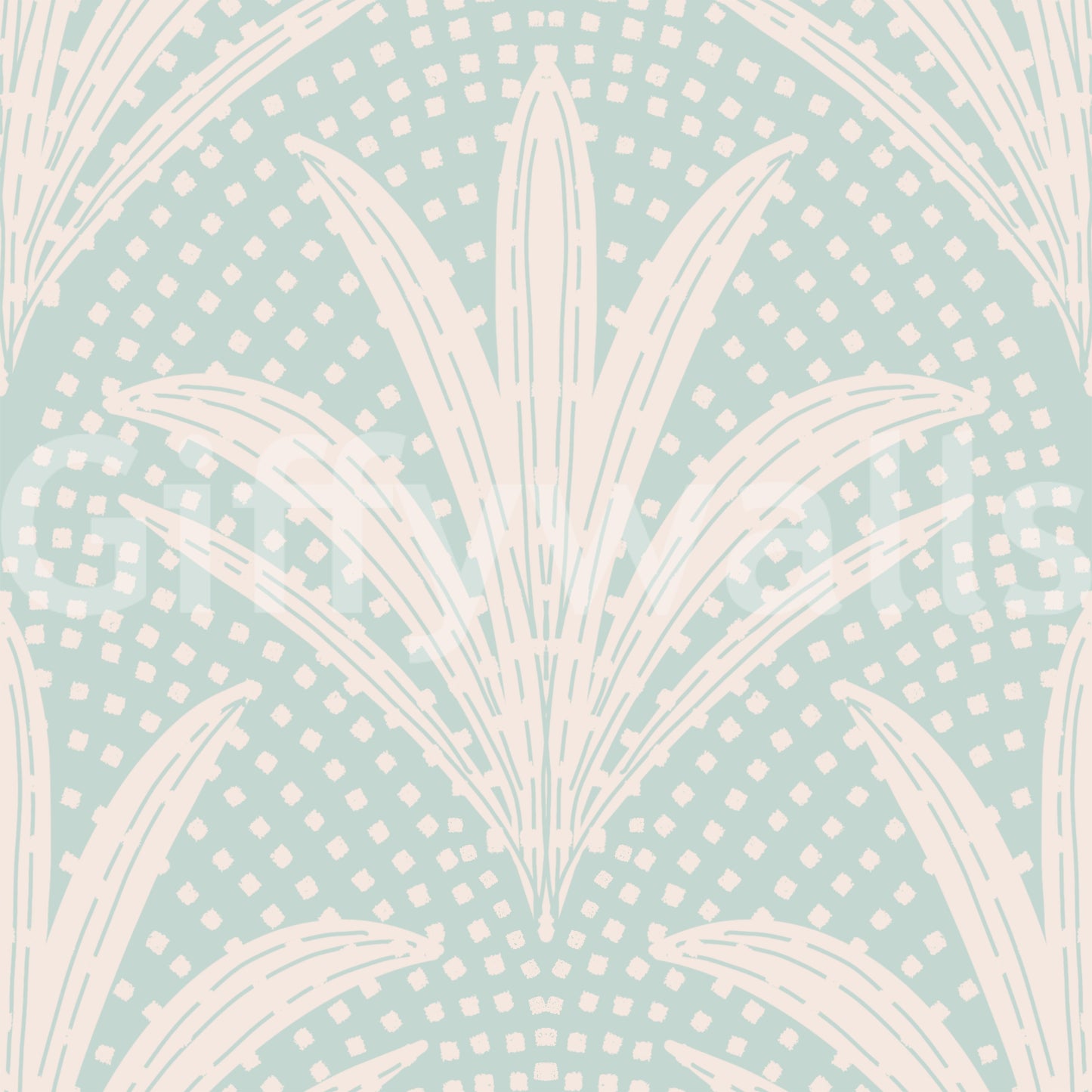 Boho Rustic Palm Radiance Soft Blue Wallpaper