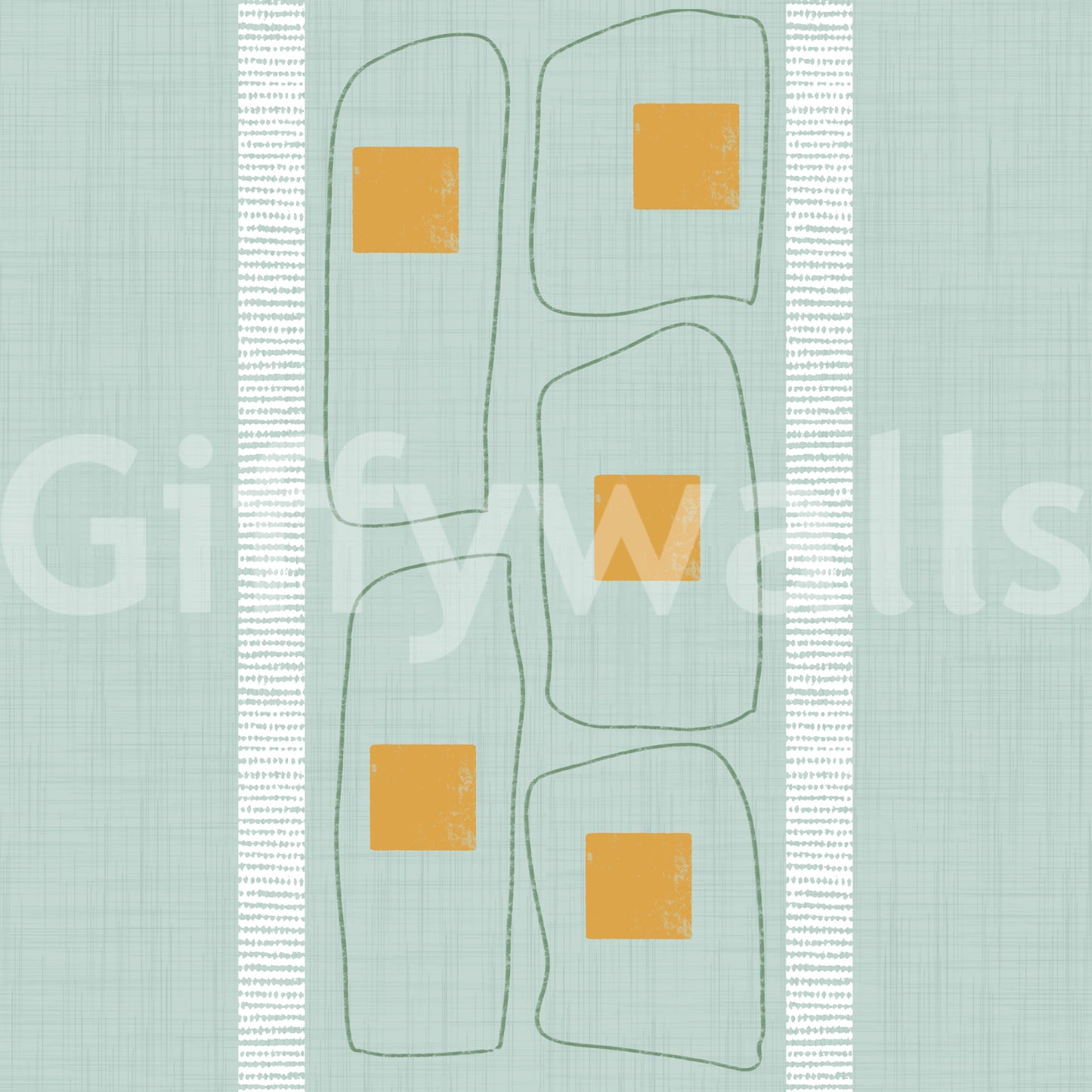 Japandi Frame Lines Soft Blue Wallpaper