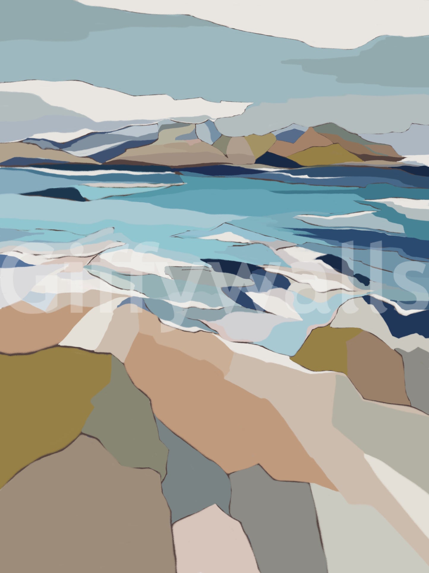 Contemporary ocean wallpaper