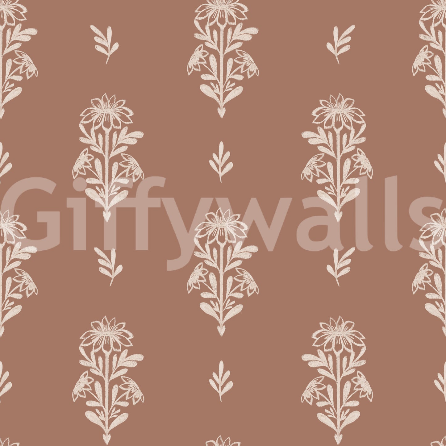Earth tone floral wallpaper