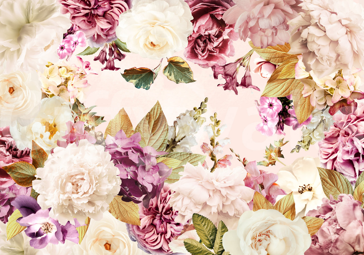Dark floral mural wallpaper for walls