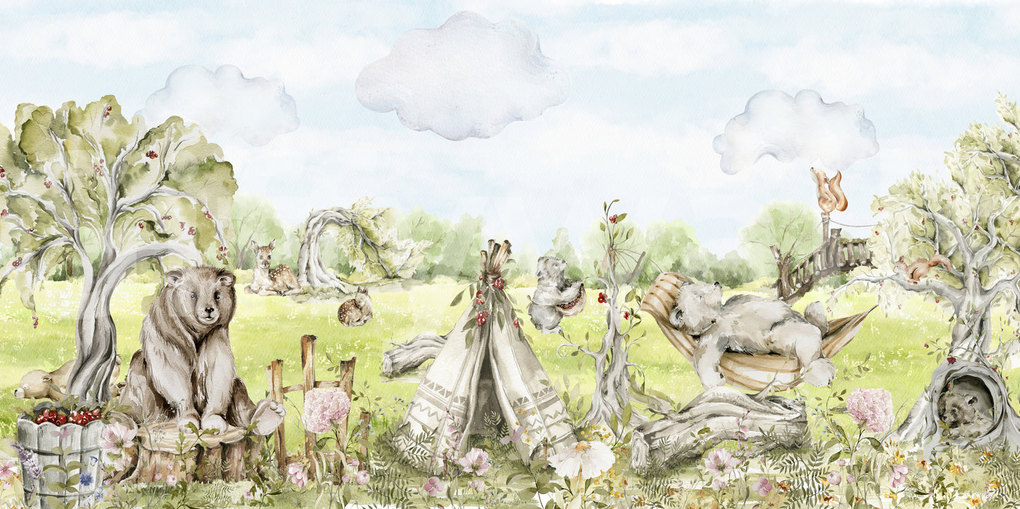 Soft forest-themed wallpaper for walls