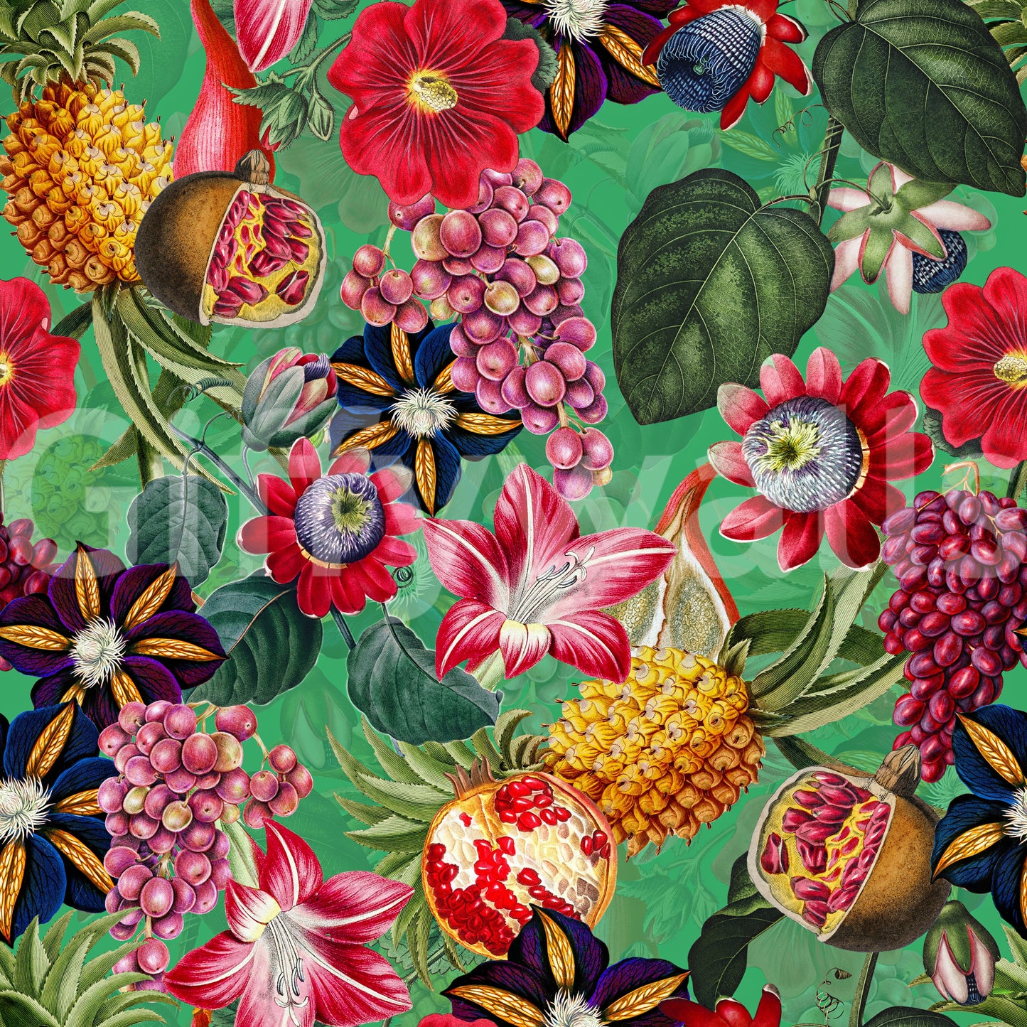Exotic blooms and lush greenery in vibrant Tropical Eden wallpaper