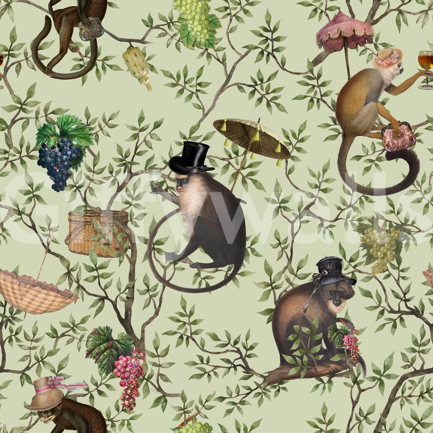 A Primate's Afternoon Tea Wallpaper