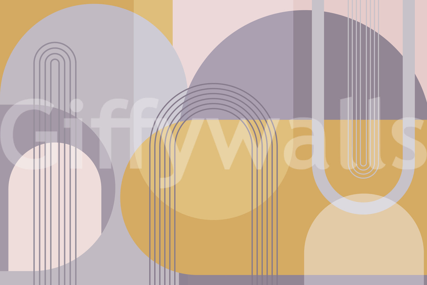 Colorful mid-century abstract mural for living rooms and offices.