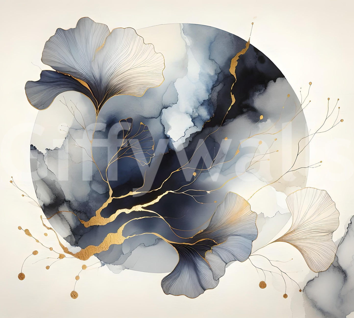 Chic Ginkgo Moon Wall Mural