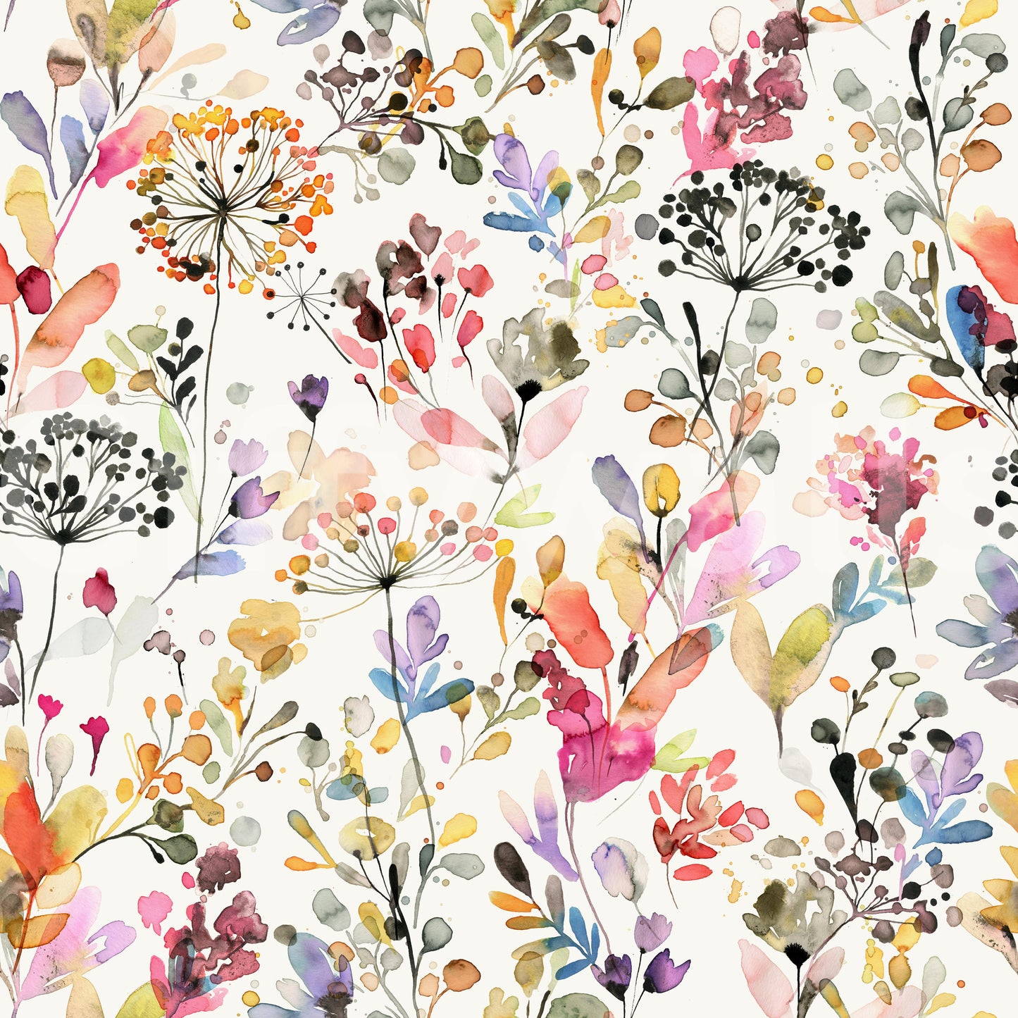 Wild Grasses Whimsical Wallpaper