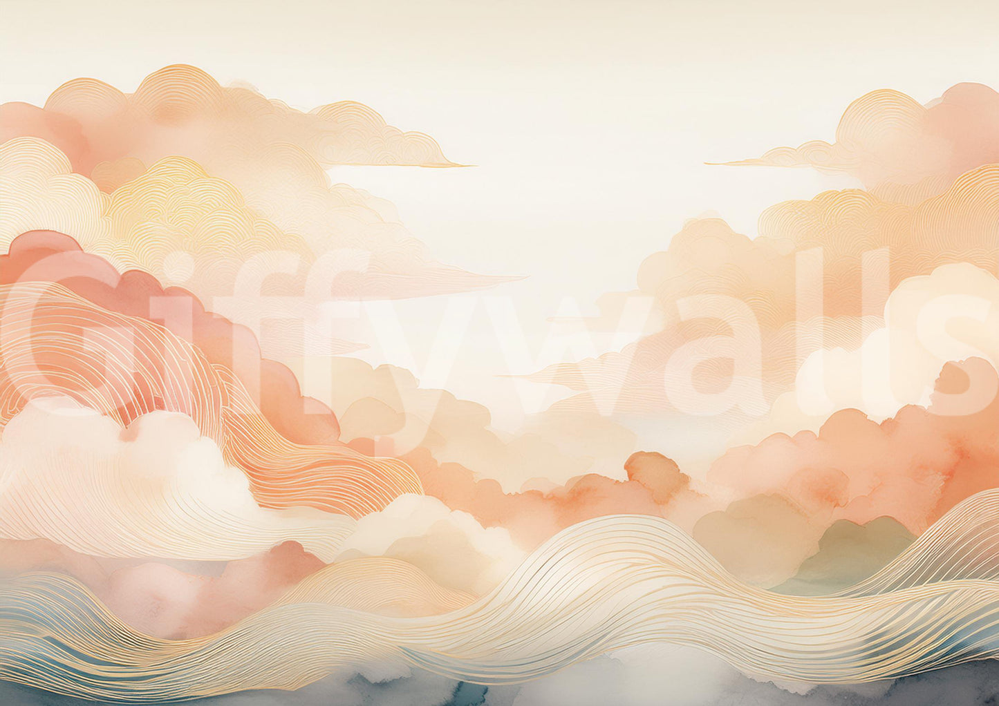 Coral Cloud Art Wall Mural