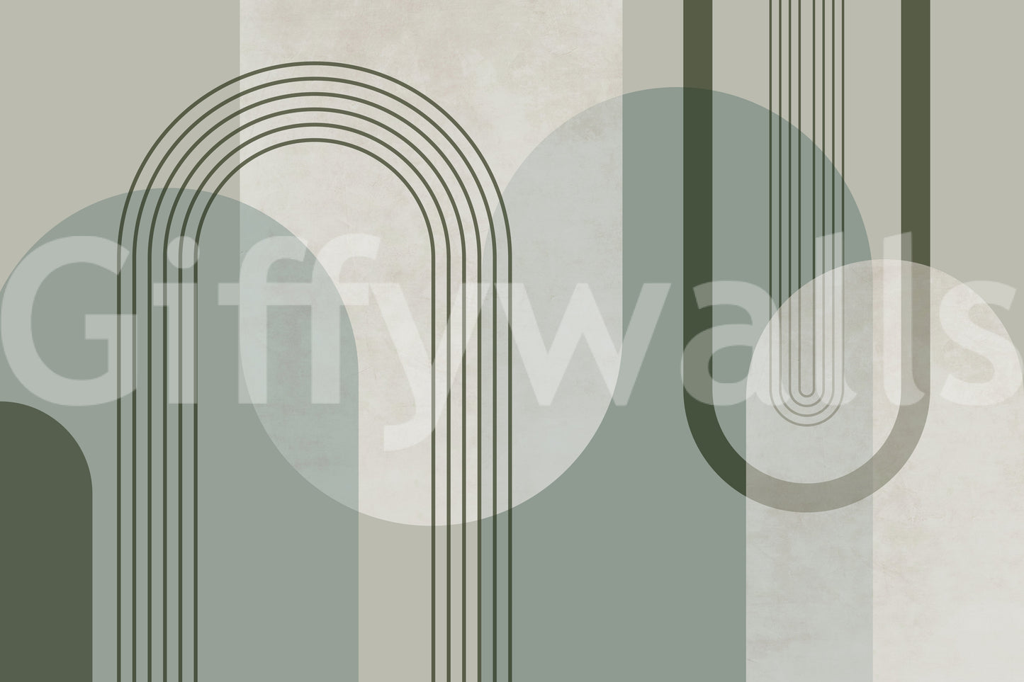 Forest green Mid Century mural for chic and timeless decor