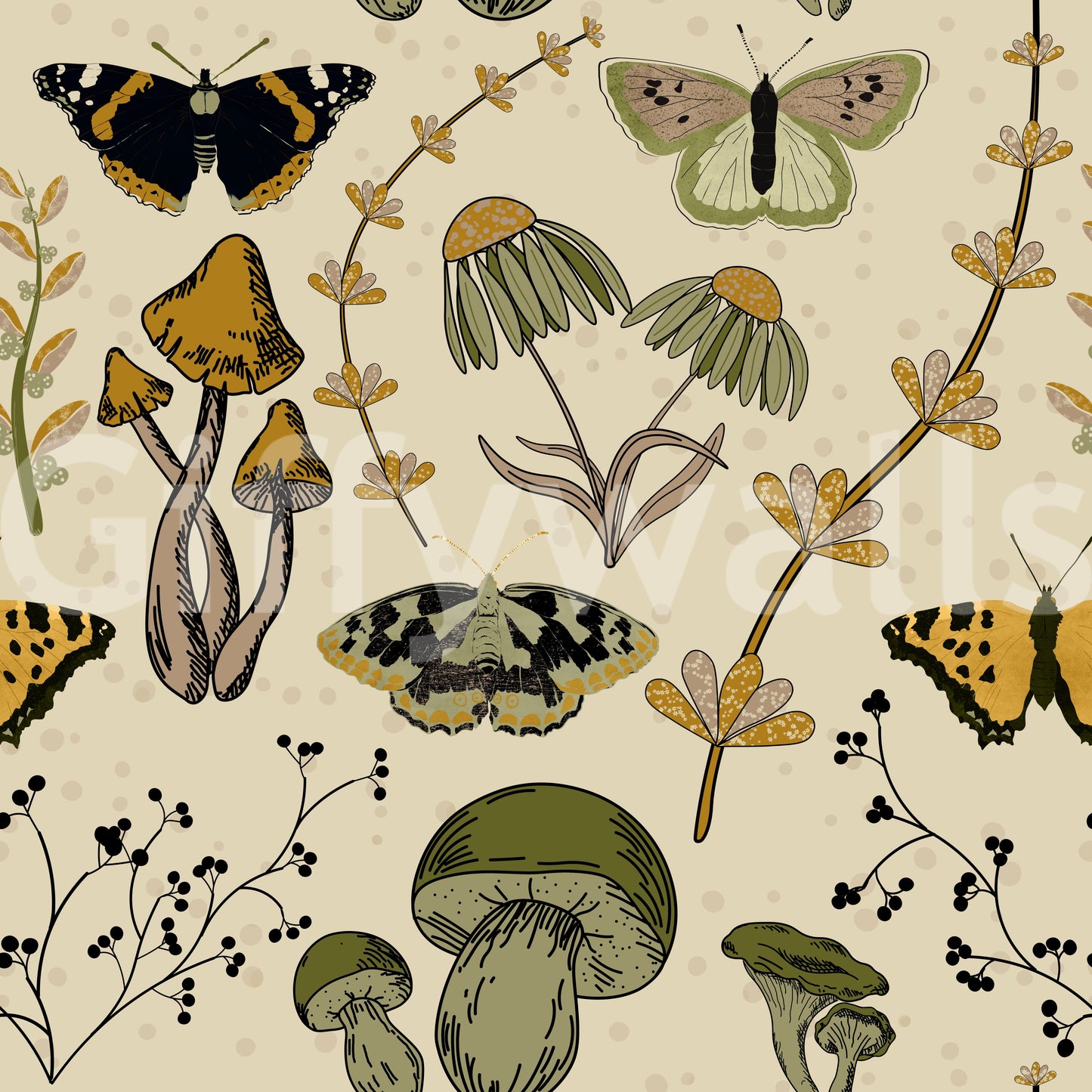 Seasonal mural wallpaper for rustic interiors