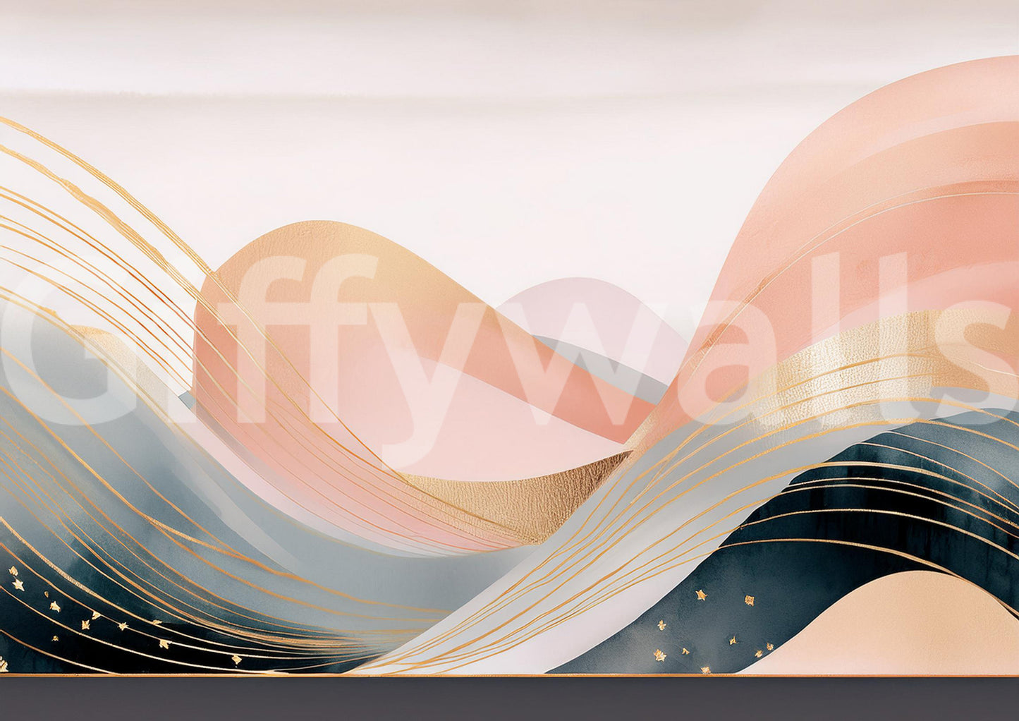 Soft boho waves mural with natural texture