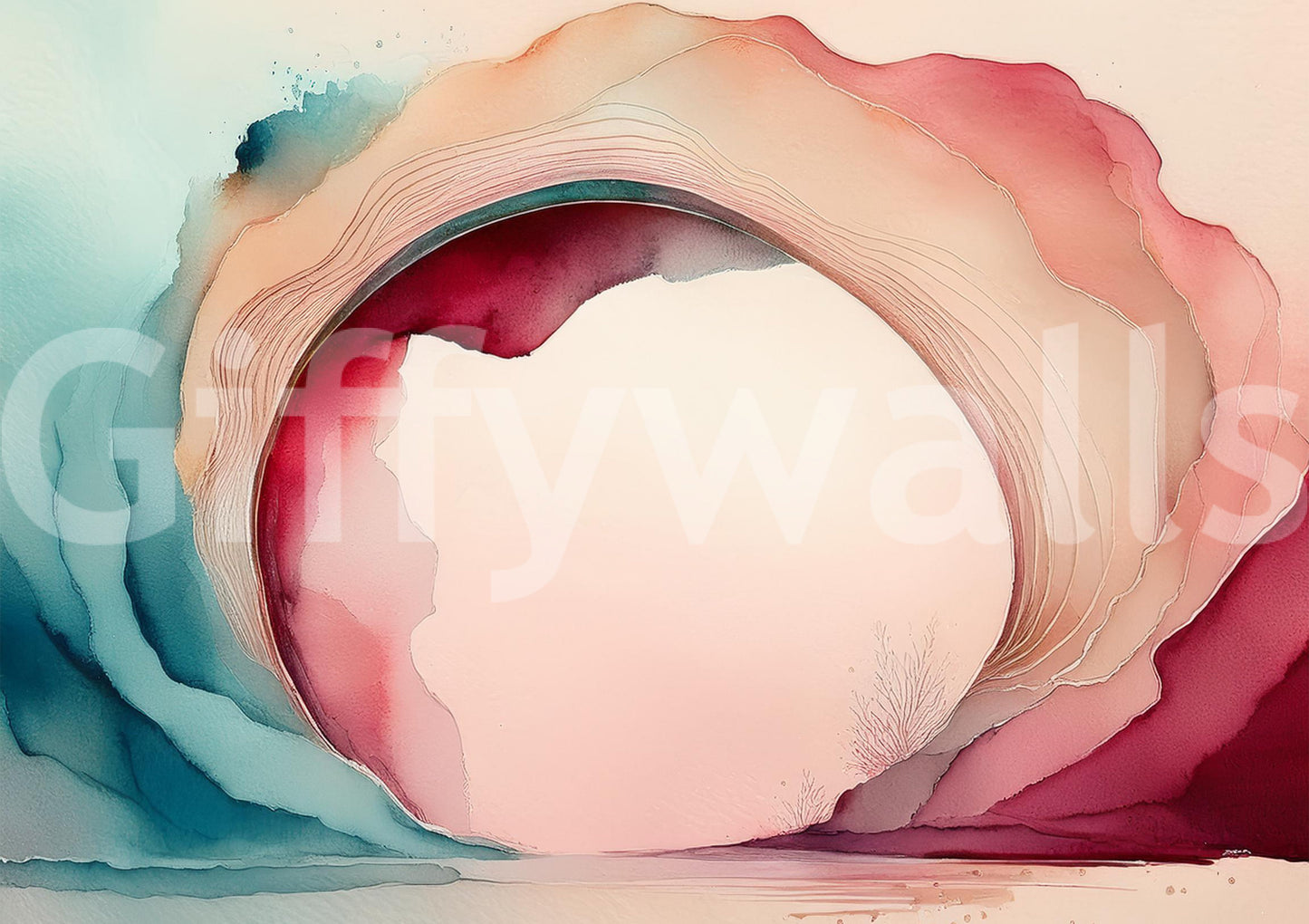 Peaceful, serene cave mural for a relaxing room ambiance.