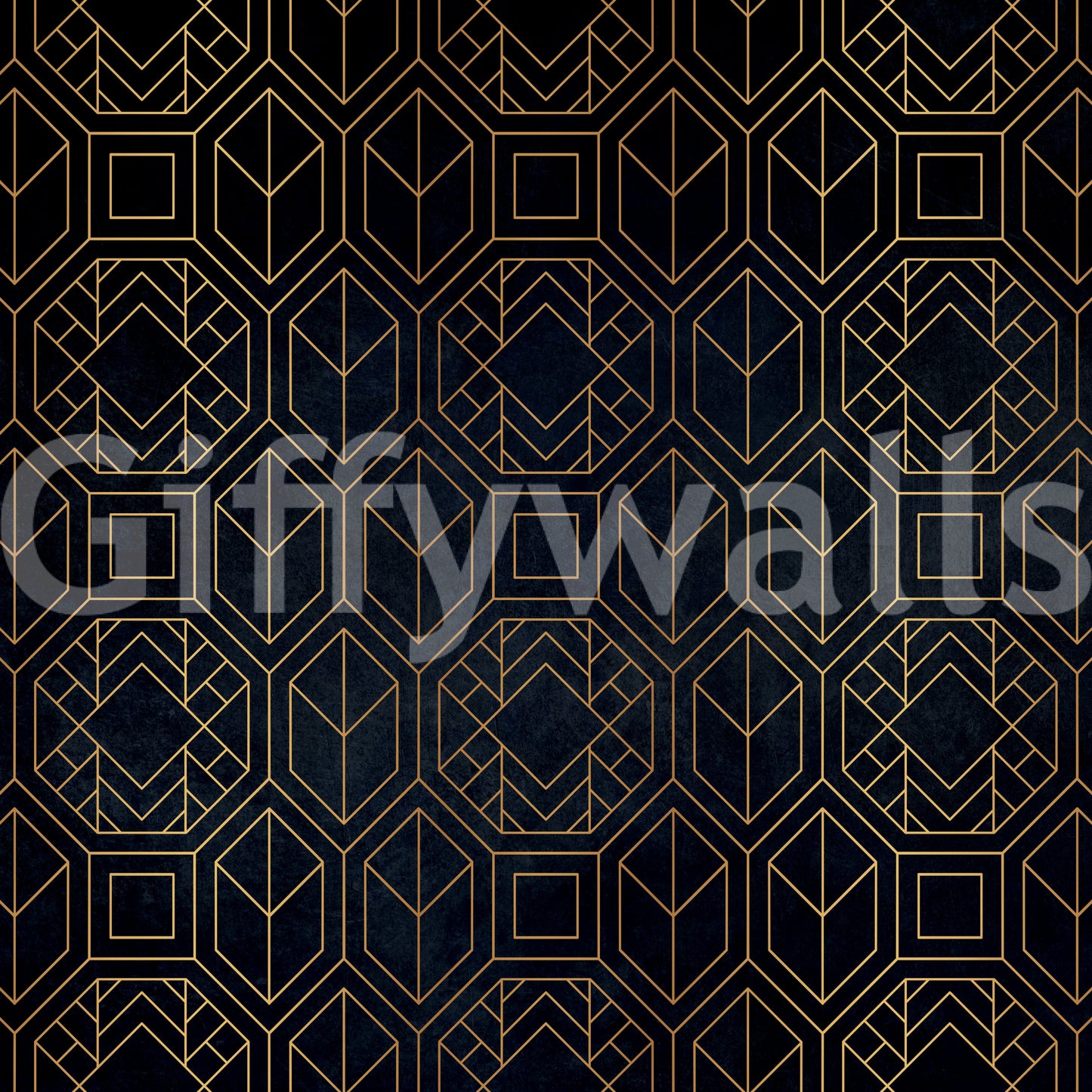 Luxury Art Deco mural in deep charcoal black for stylish rooms