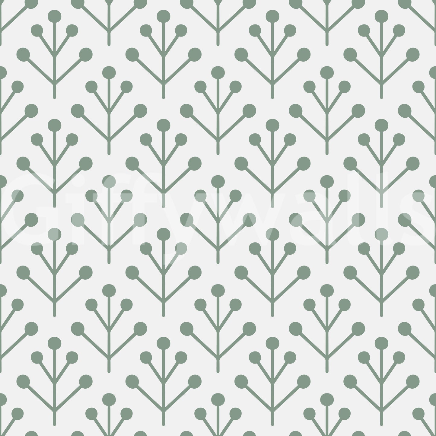 Neutral wall mural with botanical shapes