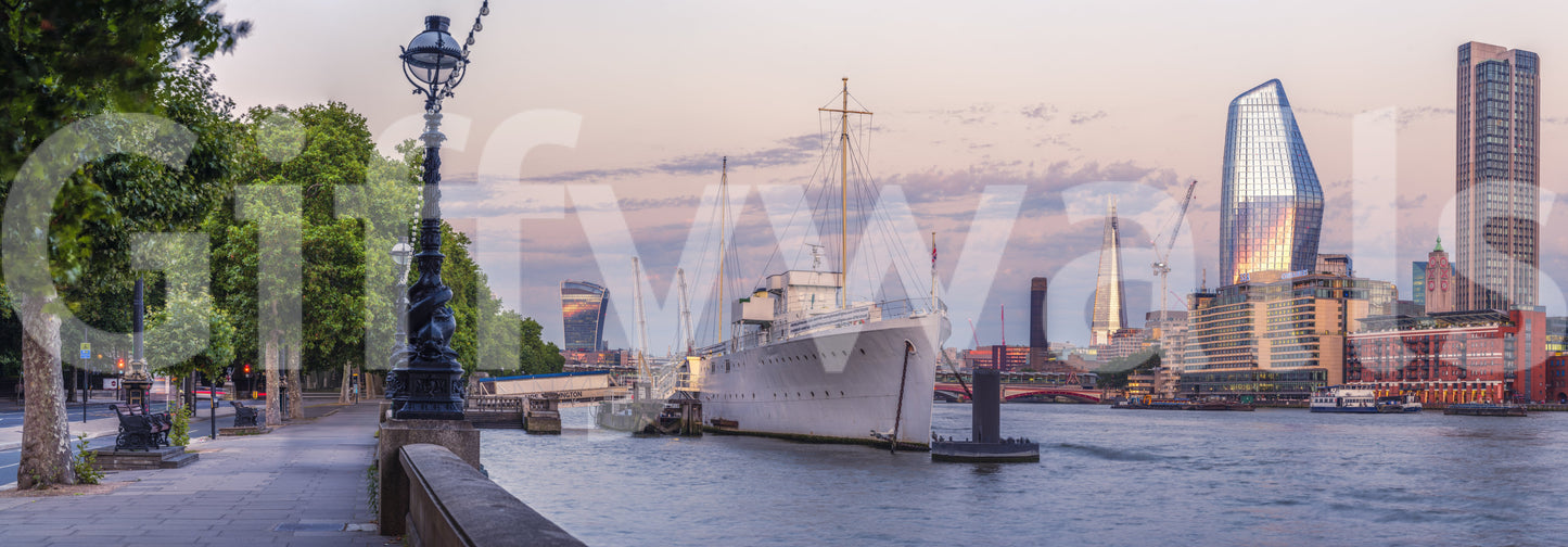 Riverside city view wall mural