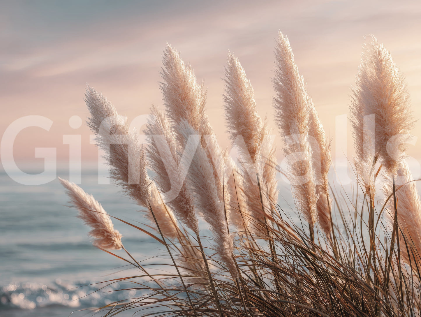 Seaside dreamscape wallpaper with natural tones