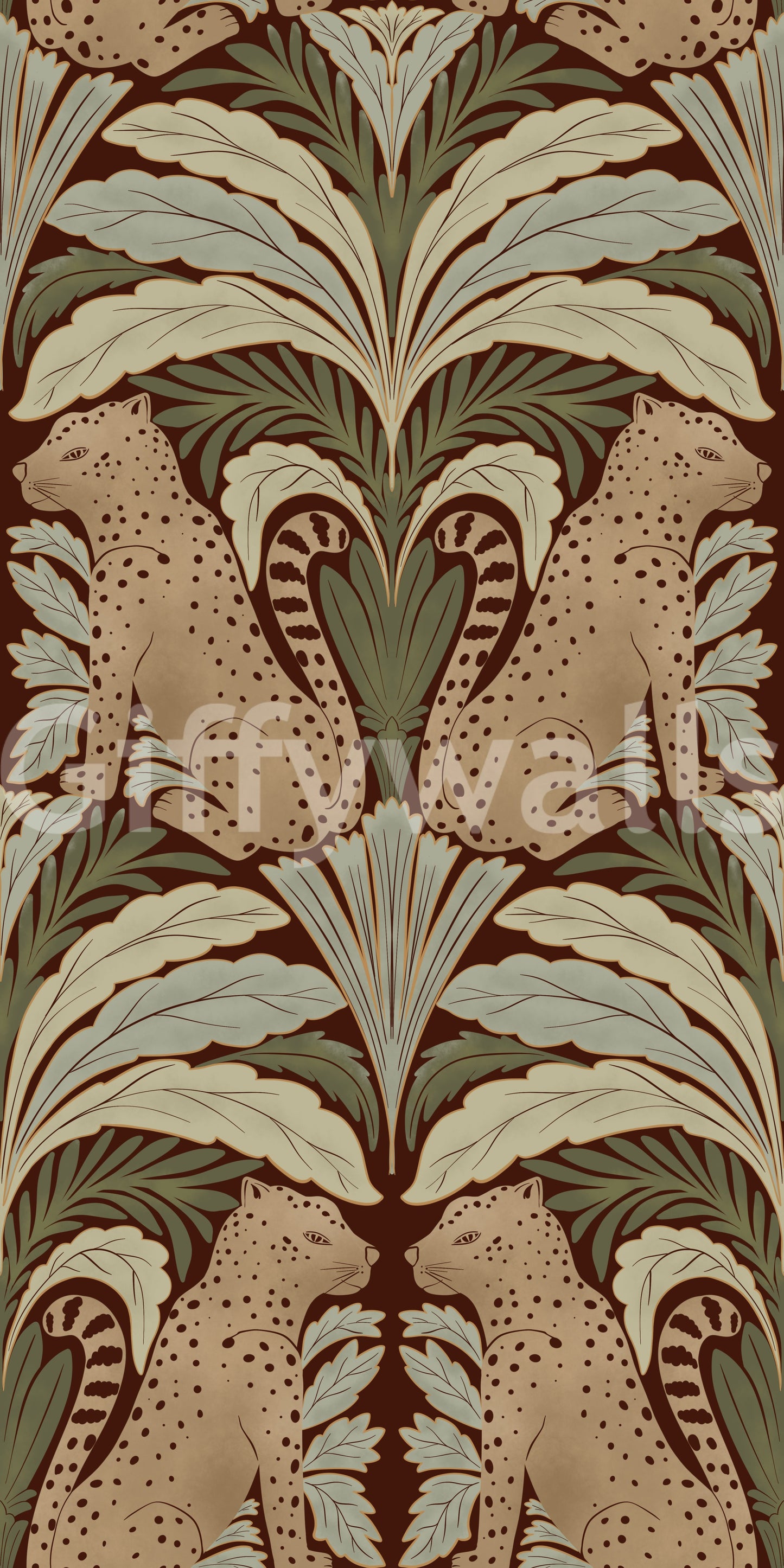 Leopard's Eden: A Botanical Sanctuary Wallpaper