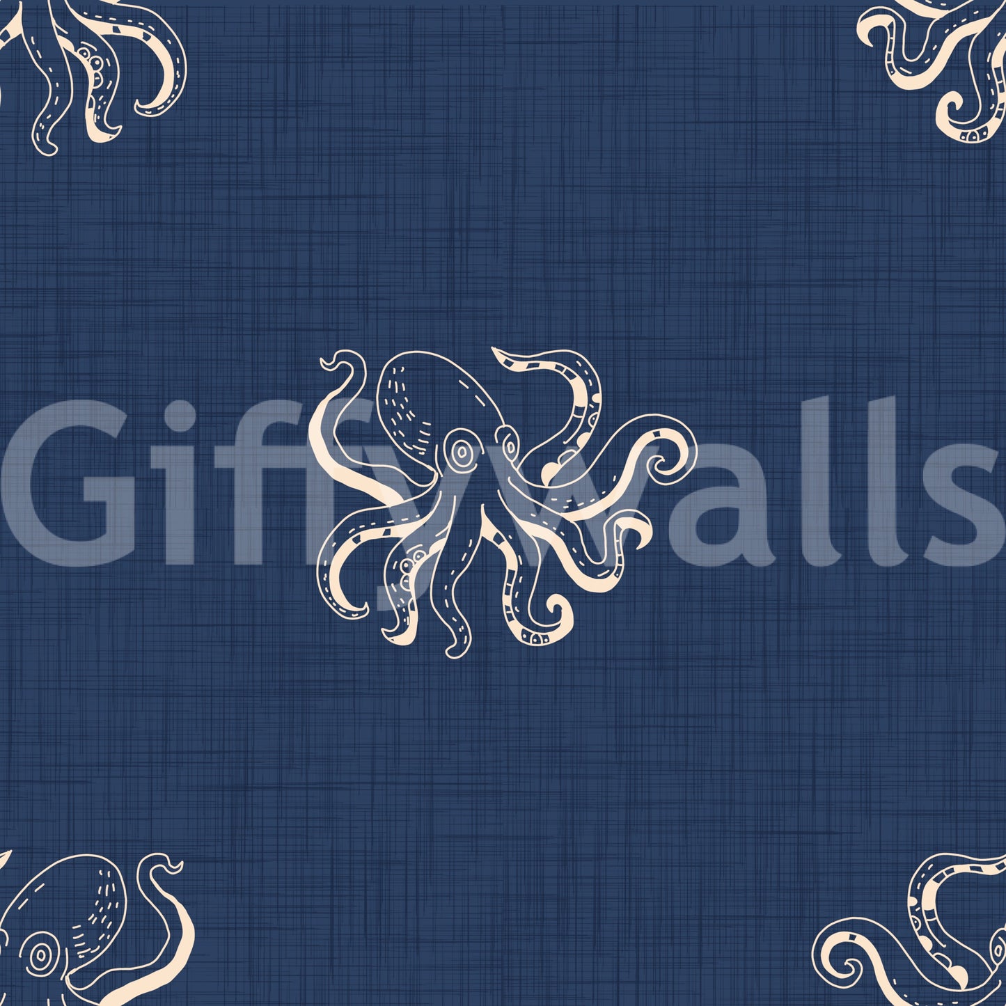 Retro marine life mural wallpaper