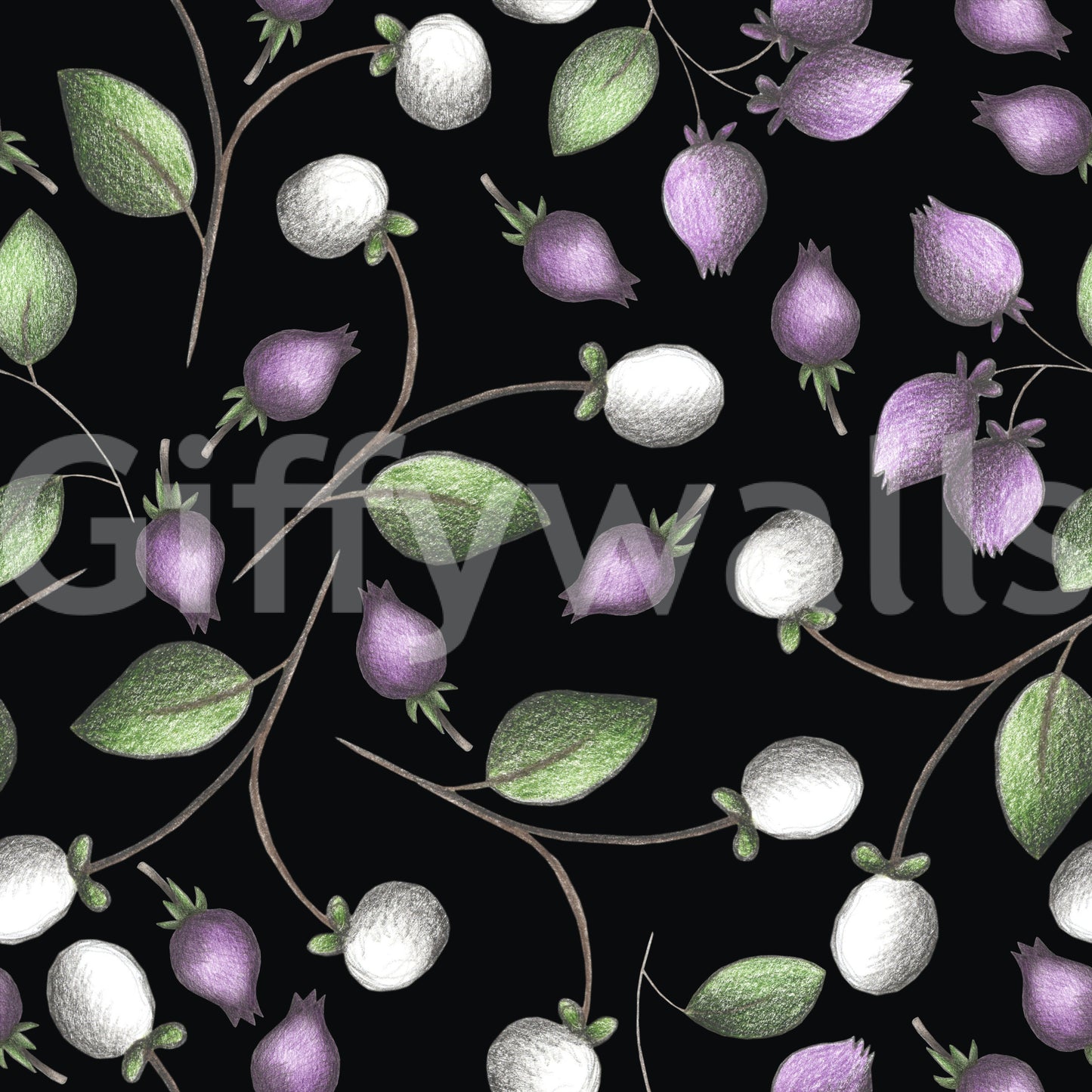 Berries and leaves wall design