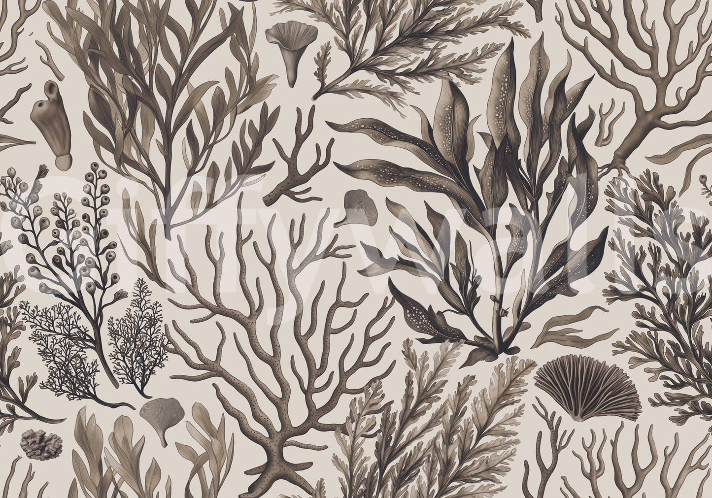 Soft underwater-inspired mural wallpaper design